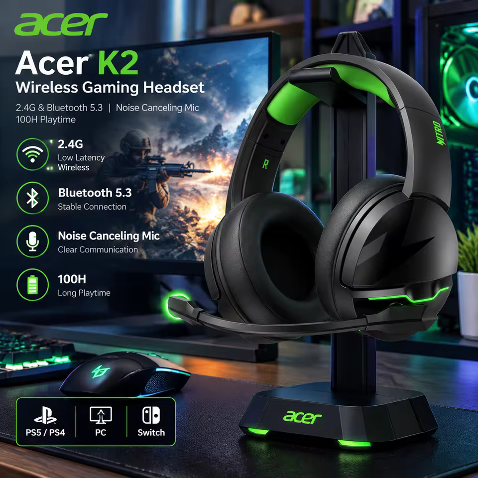 Headset Gamer Acer K2 Sem Fio