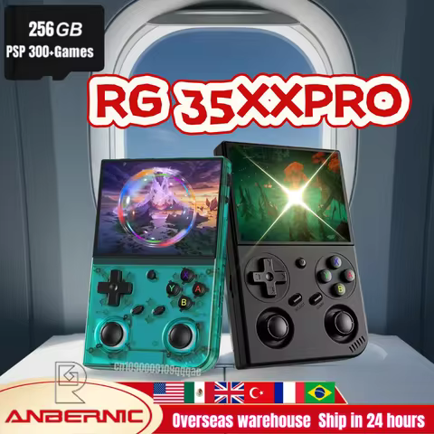 Console de jogos portátil retrô ANBERNIC RG35XXPro, compatível com streaming WiFi, controle, saída HD para TV e jogos de PSP.