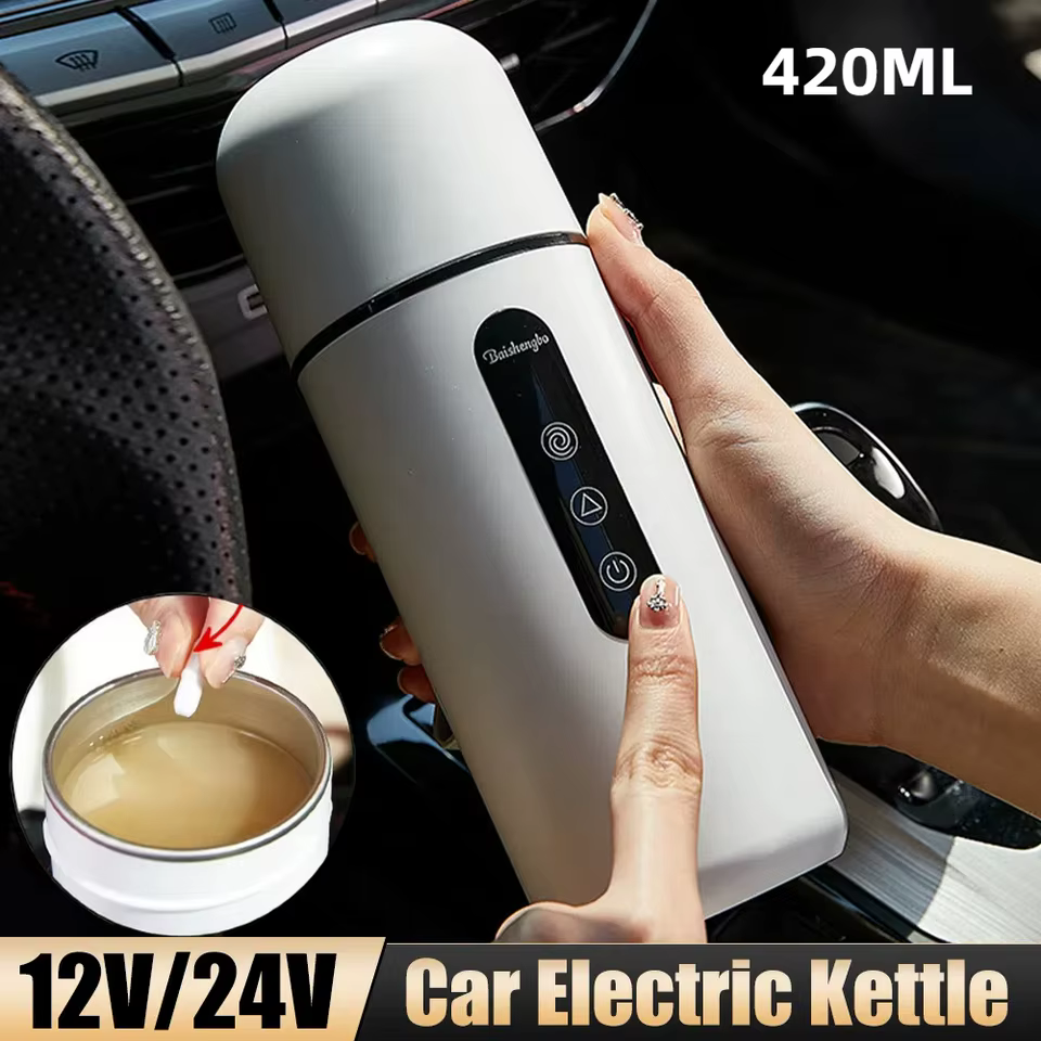 Chaleira Portátil Carro 420ml Aquecimento LED
