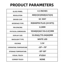 Tela LCD 4.3" 480x272 RGB 3.3V Thumbnail 4