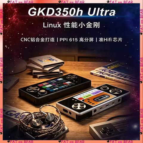 Console de Jogo Portátil Retrô GKD350h, Tela de Alta Resolução em Liga de Alumínio CNC, Player de Vídeo Game Linux com Áudio HiFi