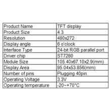 Tela LCD 4.3 Polegadas HD Thumbnail 5