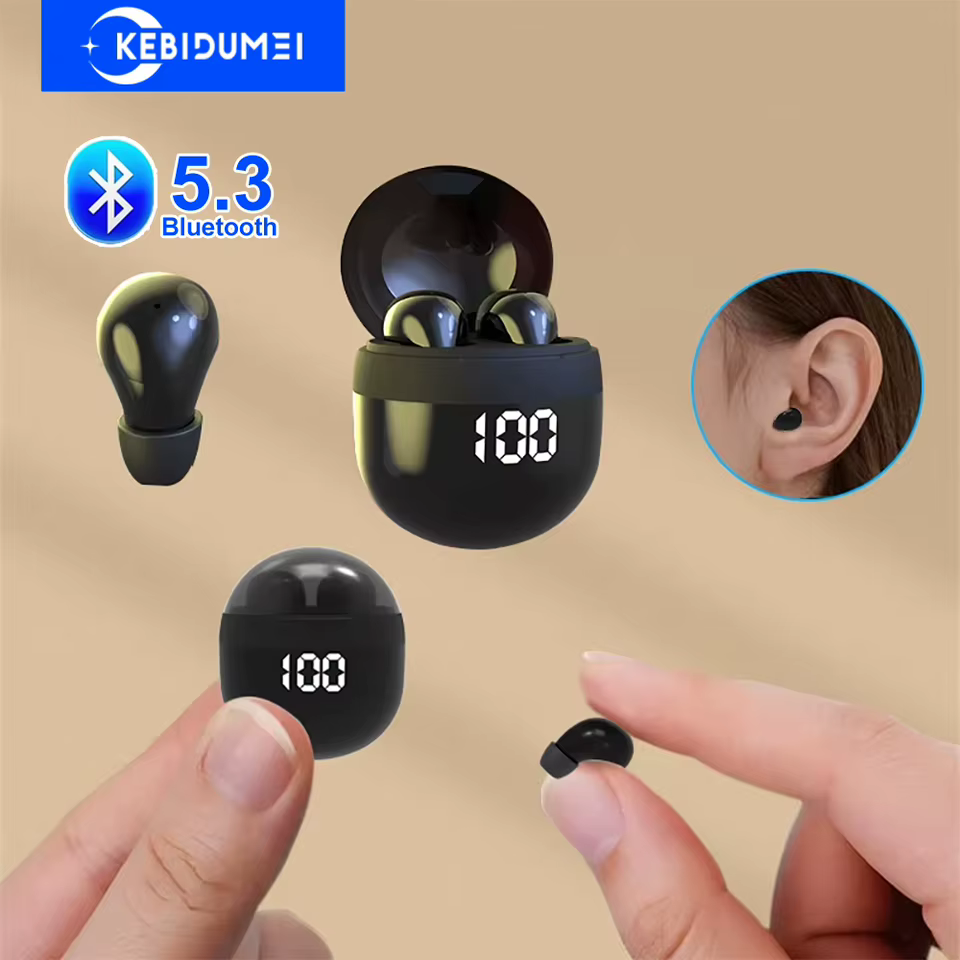 Mini Fones TWS Bluetooth 5.3 Invisíveis