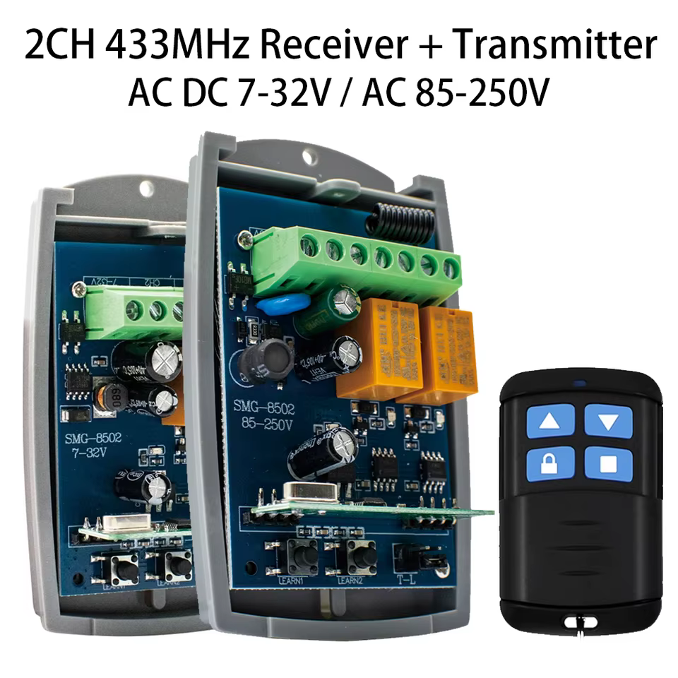 Receptor Portão 433MHz 2 Canais