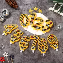 Vela de Aniversário Construção 0-9 Amarelo e Preto Thumbnail 2