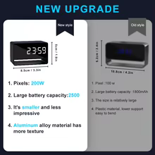 Câmera Mini Relógio de Alarme 1080p HD WiFi Thumbnail 5