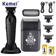 Kit Cortador de Cabelo Kemei KM-2299 + KM-T366 Thumbnail 1
