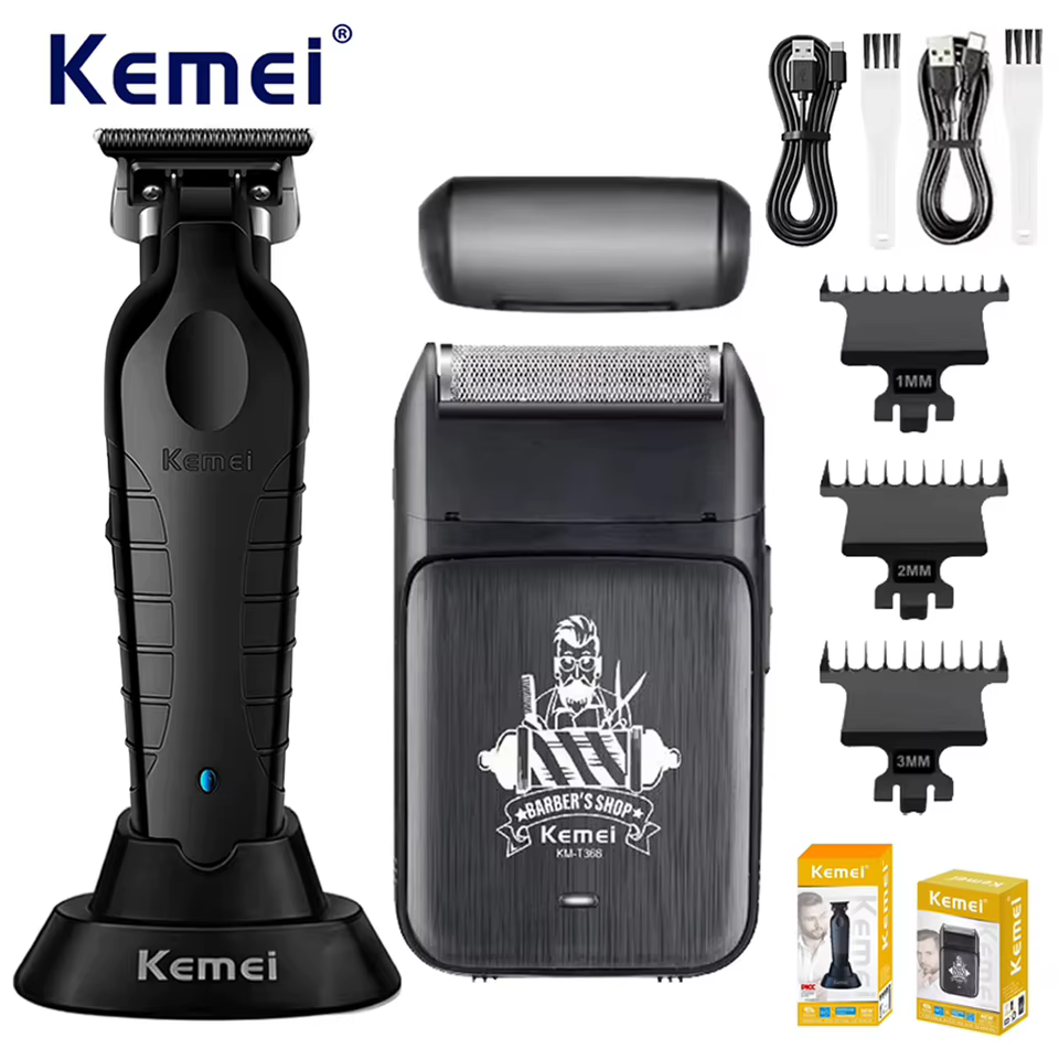 Kit Cortador de Cabelo Kemei KM-2299 + KM-T366