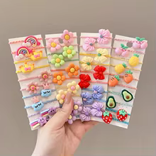 Conjunto 50 Elásticos Cabelo Infantil Frutas Animais Thumbnail 3