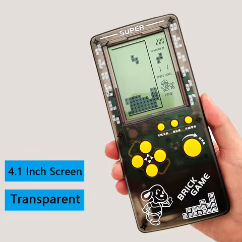 Novo console de jogos tetris com tela grande de 4.1 polegadas, console portátil retrô nostálgico para crianças, brinquedos de quebra-cabeça infantil, quebra-cabeça de lazer
