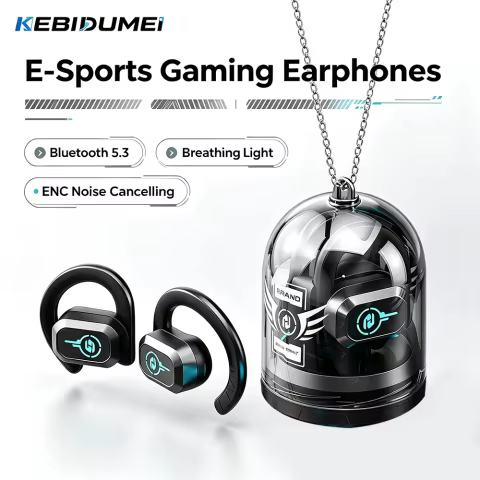 Fones Bluetooth 5.3 KEBIDUMEI E-Sports LED ENC