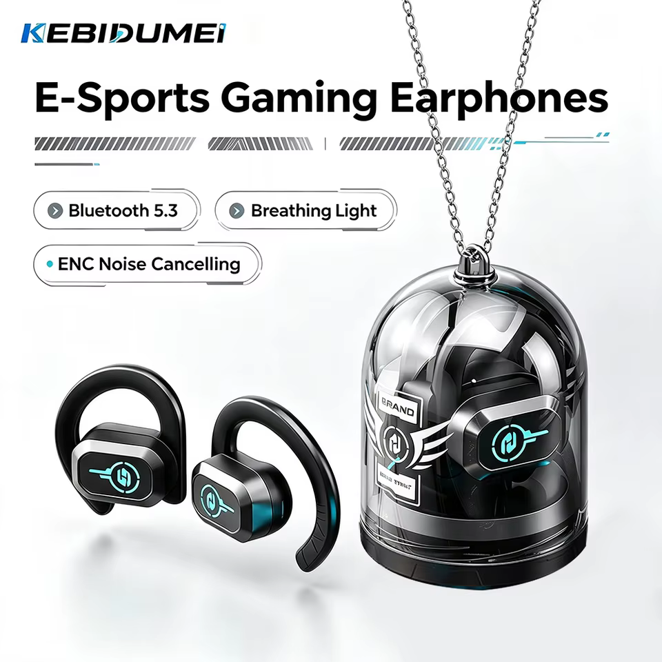 Fones Bluetooth 5.3 KEBIDUMEI E-Sports LED ENC