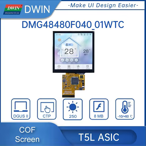 Tela DWIN 4" IPS 480x480 Toque Integrado