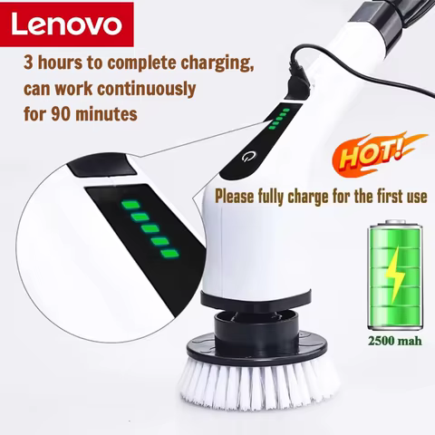 Escova de Limpeza Elétrica Sem Fio Lenovo Multiuso