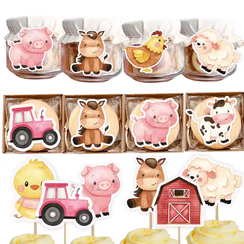 Toppers de Animais da Fazenda - Kit de Decoração