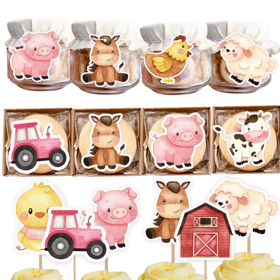 Toppers de Animais da Fazenda - Kit de Decoração
