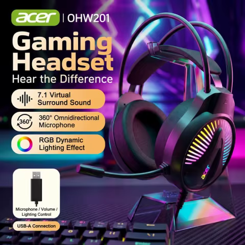 Fone Gamer USB RGB com Microfone