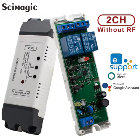 Interruptor Inteligente WiFi 2CH com RF 433MHz