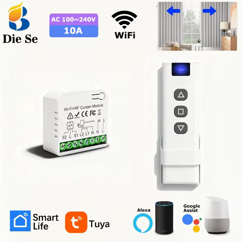 Interruptor de Cortina Inteligente WiFi + RF