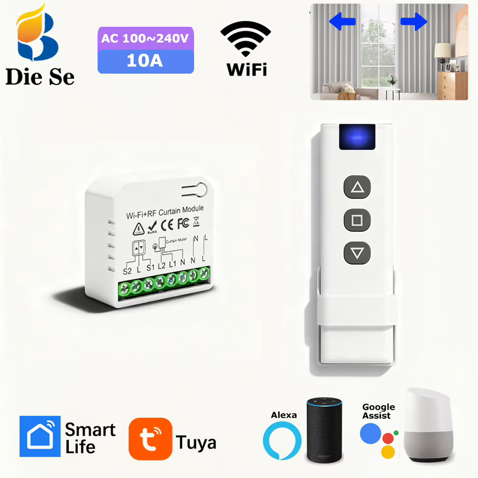 Interruptor de Cortina Inteligente WiFi + RF