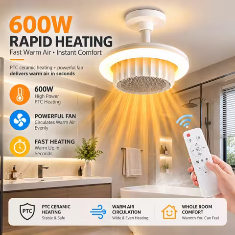 Luminária de Teto 3 em 1 com Aquecedor PTC