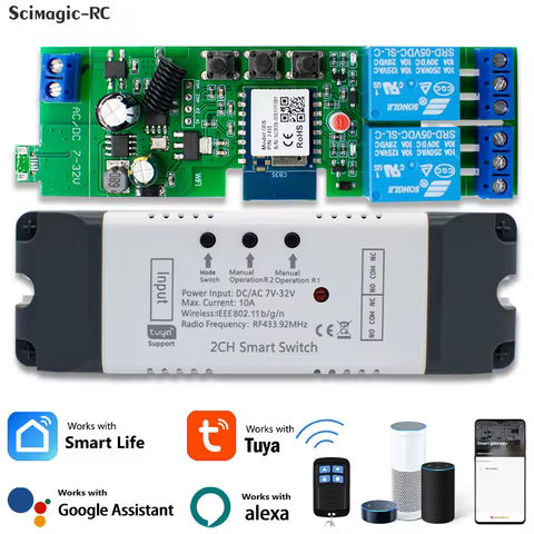 Interruptor Inteligente Tuya 2 Canais Wi-Fi Alexa