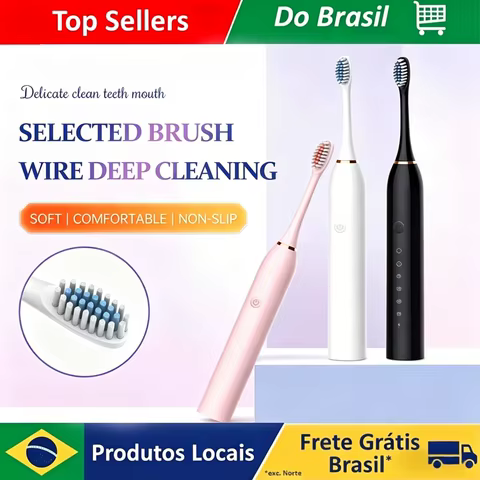 Escova de Dentes Ultrassônica 6 Velocidades