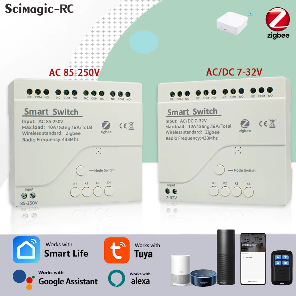 Módulo Zigbee Tuya 4 Canais Inteligente