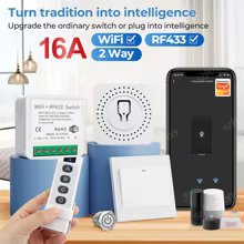 Interruptor Inteligente WiFi Tuya 16A RF433 Thumbnail 2