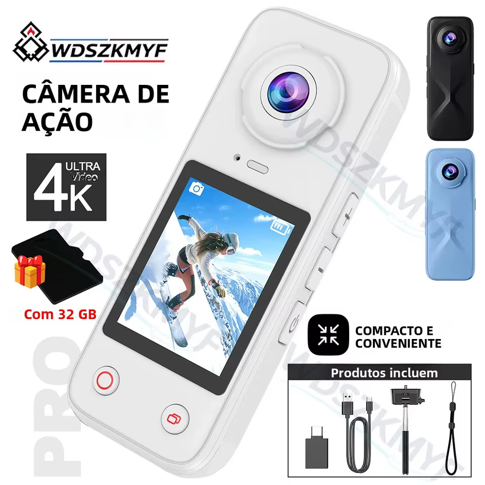 Câmera de Ação 4K Dupla Lente 200°