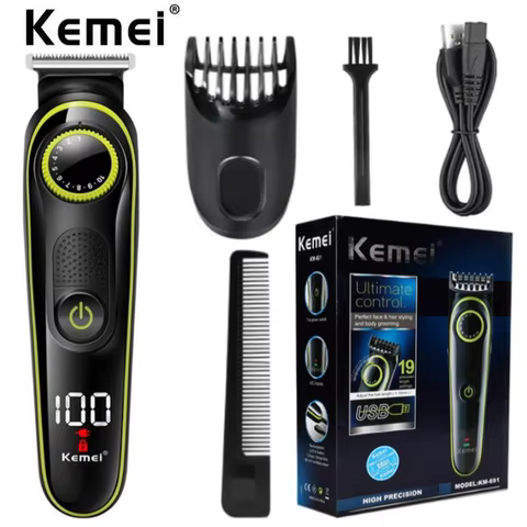 Aparador de Barba Kemei Recarregável