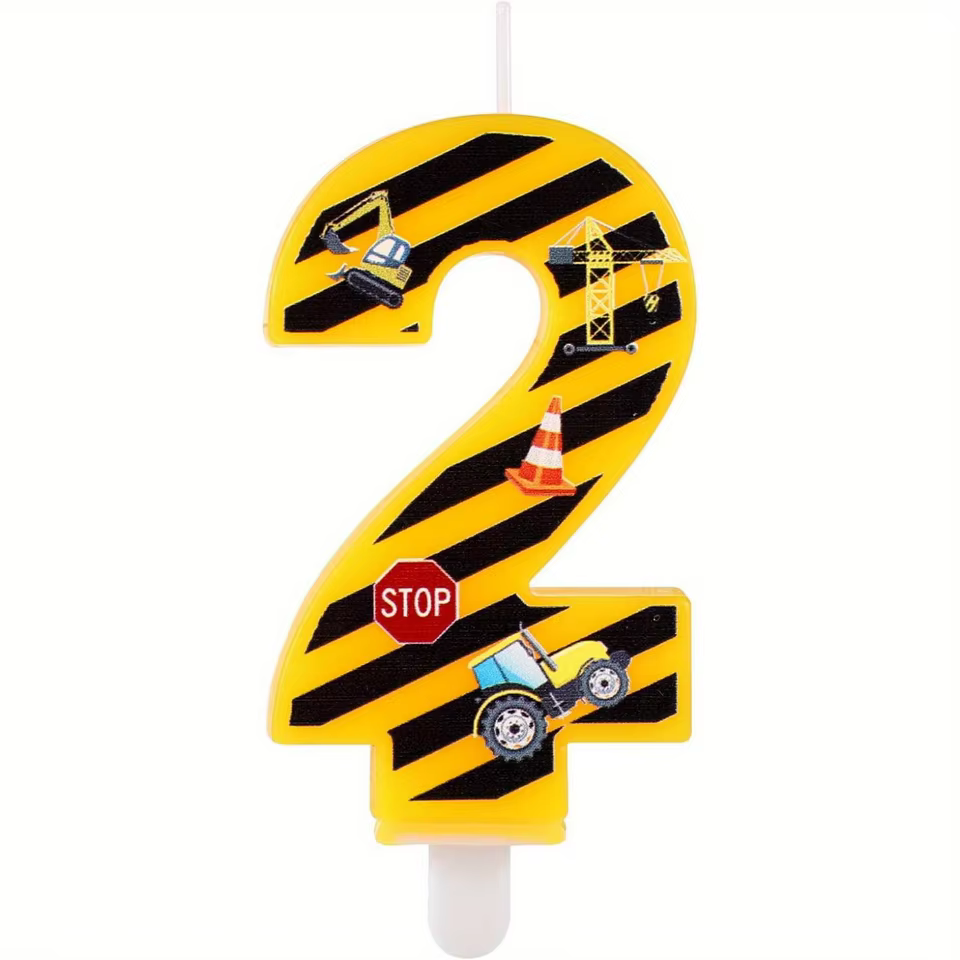 Vela de Aniversário Construção 0-9 Amarelo e Preto
