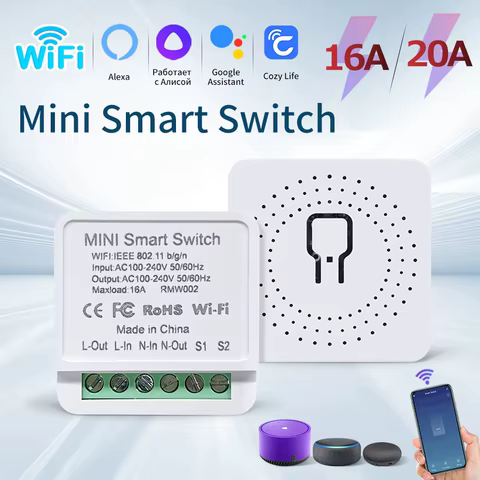 Interruptor WiFi Inteligente 20A com Controle de Voz