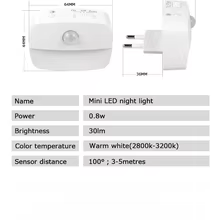 Lâmpada Noturna LED Sensor PIR Thumbnail 3