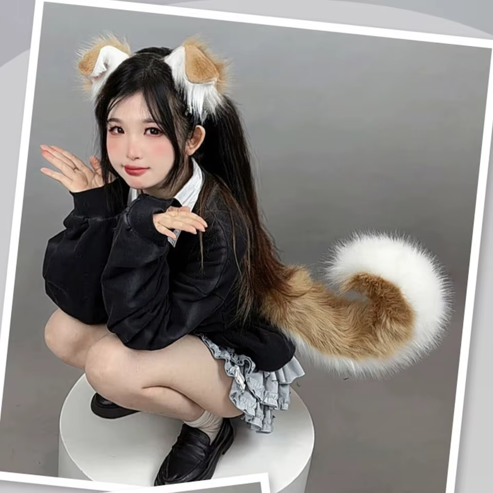 Orelhas e Cauda de Cachorro para Cosplay
