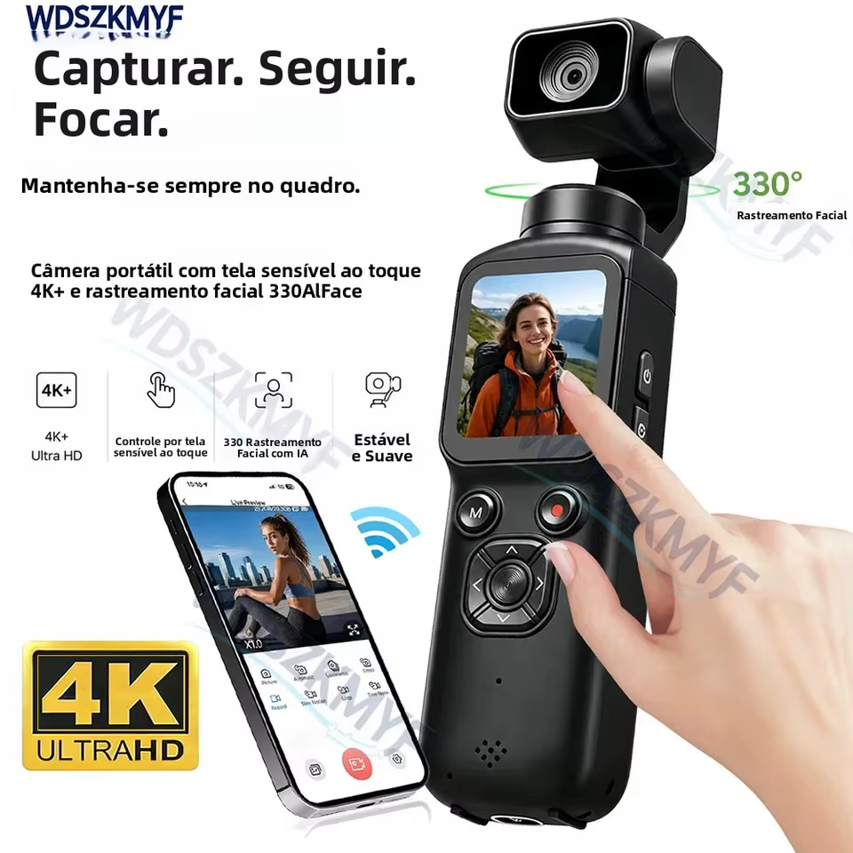 Câmera 4K Gimbal com Rastreamento Facial