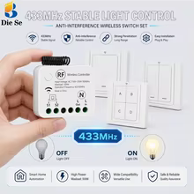 Interruptor Sem Fio RF 433MHz Kit com Receptor e Controle Remoto Thumbnail 1