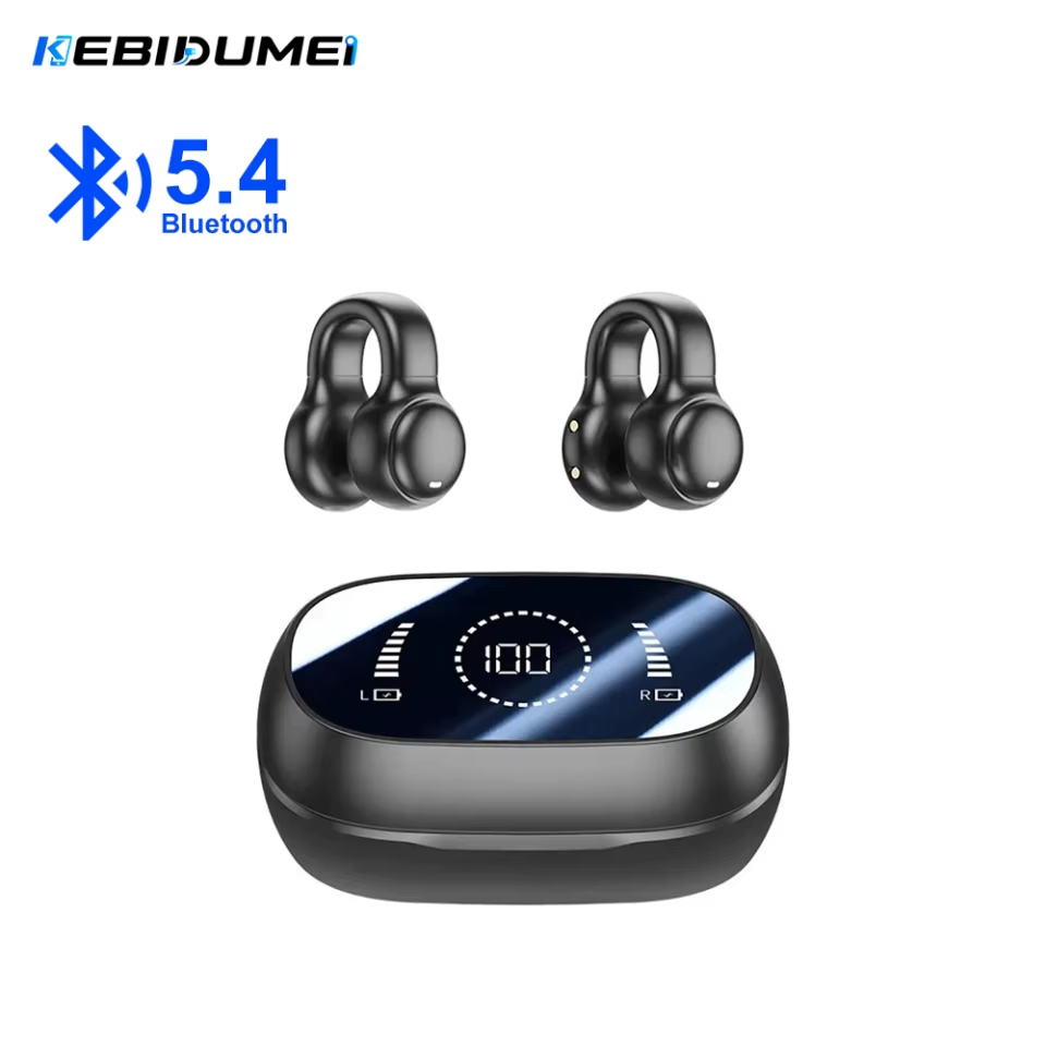Fones Bluetooth 5.4 KEBIDUMEI com Clip e Display