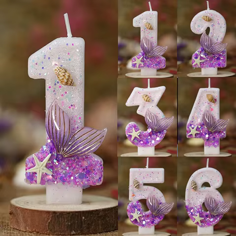 Vela Sereia Glitter Roxo