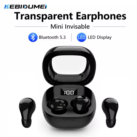 Fones Bluetooth 5.3 HiFi Transparentes com LED