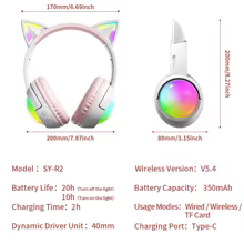 Fone Bluetooth Gato Rosa RGB Thumbnail 6