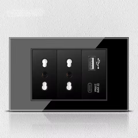 Tomada Melery USB Tipo C Vidro
