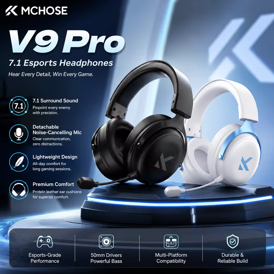 MCHOSE V9 Pro - Headset Gamer Sem Fio
