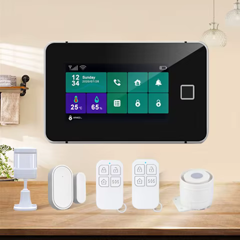 Sistema de alarme contra roubos com tela de 4,3 polegadas, compatível com Tuya Smart Life, WIFI e GSM, com teclado sensível ao toque, sensor de alarme para segurança doméstica, detetor de moviment