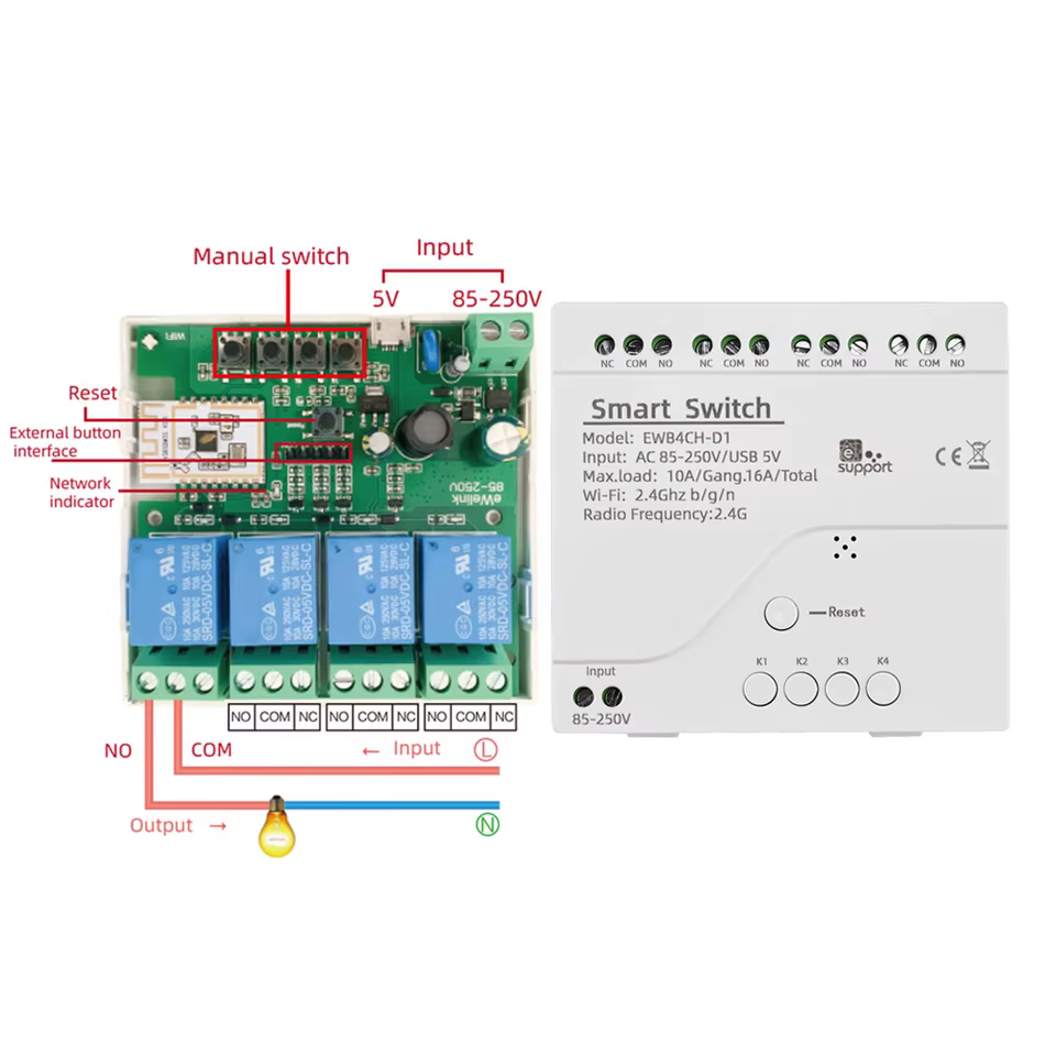 Módulo de Relé Inteligente WiFi Bluetooth