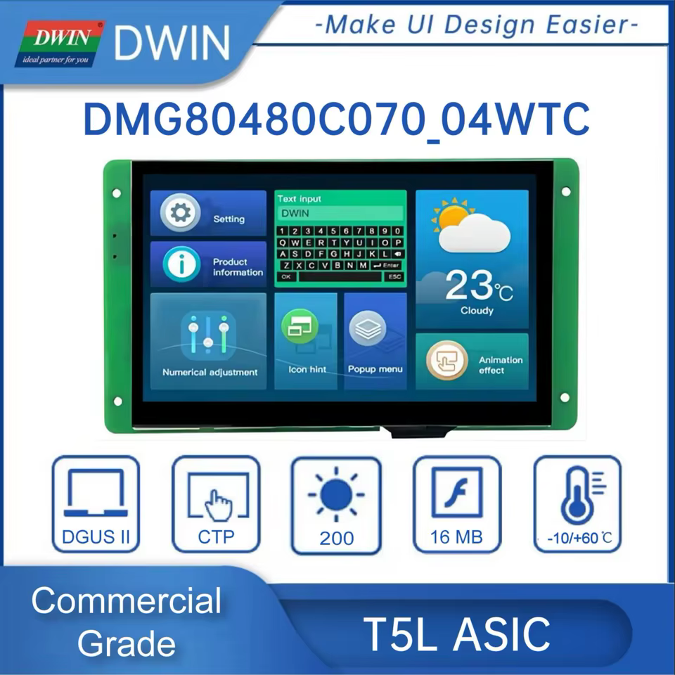Display LCD Dwin 7" 800x480 Industrial