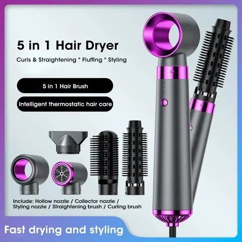 Secador de Cabelo 5 em 1 Íons Negativos