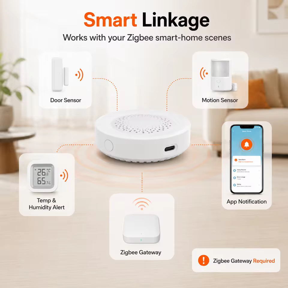 Sirene de Alarme Zigbee 100dB