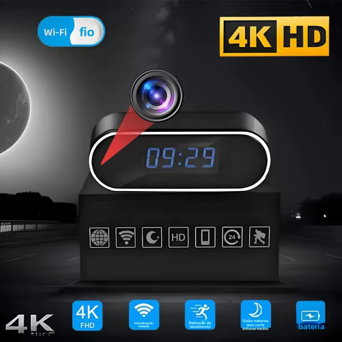 Câmera WiFi 4K Relógio com Visão Noturna