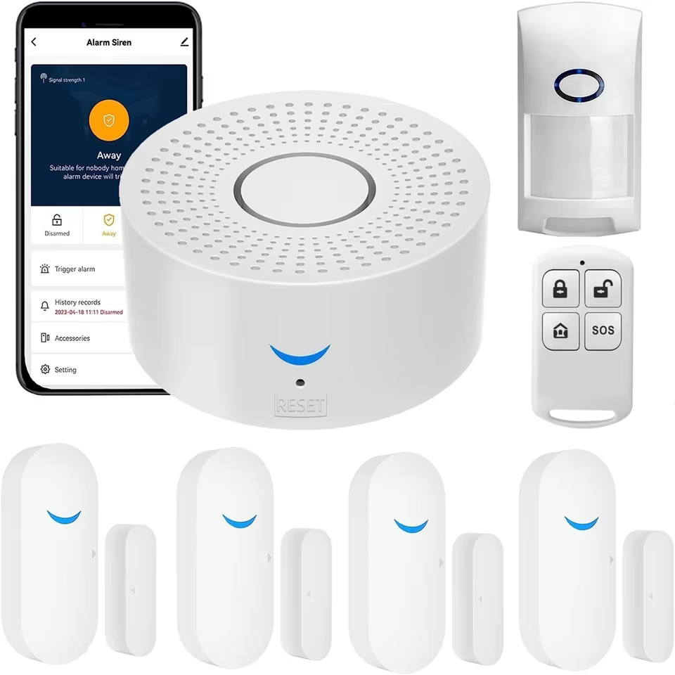 Alarme Inteligente Wi-Fi Tuya com Sirene e Sensores